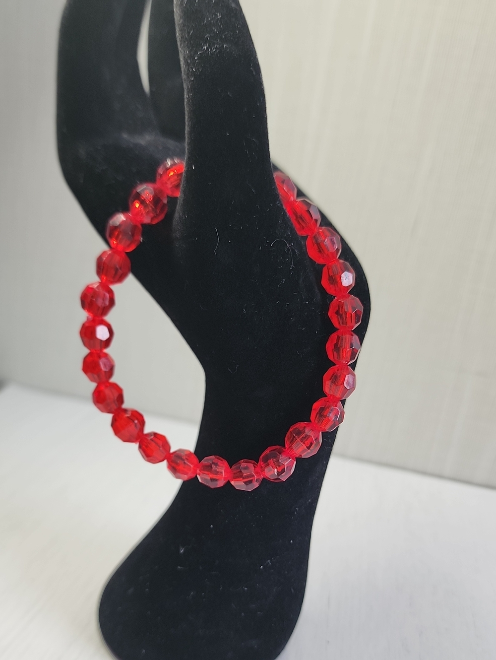 Red Faceted Bead Stretch Bracelet - Women Jewelry